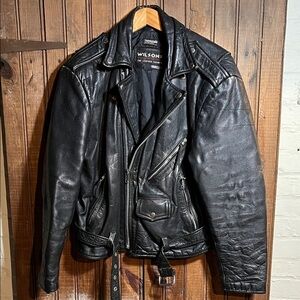 Wilson Classic Black Leather Biker Jacket